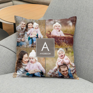 Monogram Custom Foto Throw Pillow Square Kissen