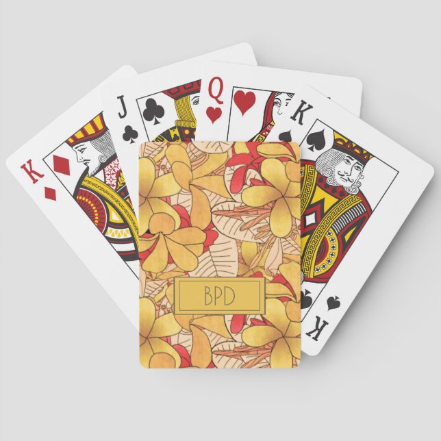 Monogram Custom Fun Tropical Floral Muster Spielkarten (Rückseite)