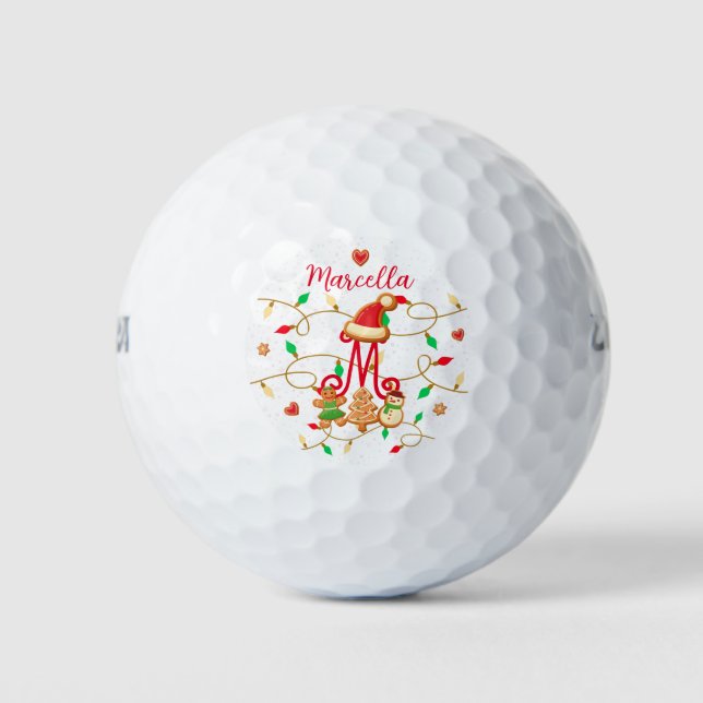 Monogram Custom Gingerbrett Red Golfball (Vorderseite)