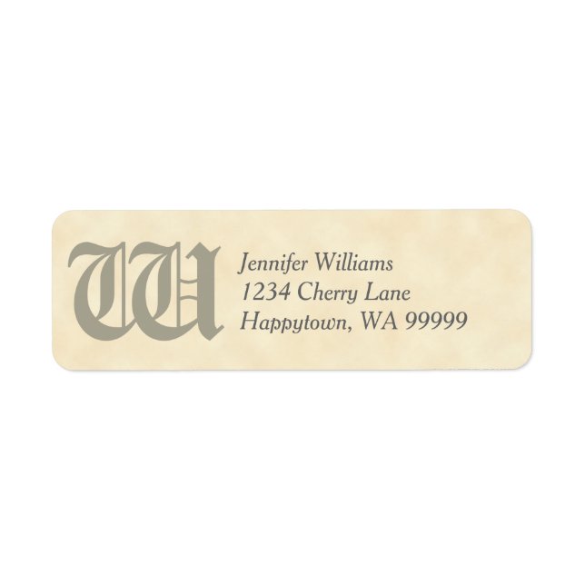 Monogram Custom Light Parchment-Rücksendeadresse (Vorne)