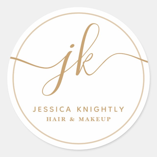 Monogram Custom Logo Business Gold Runder Aufkleber (Vorderseite)