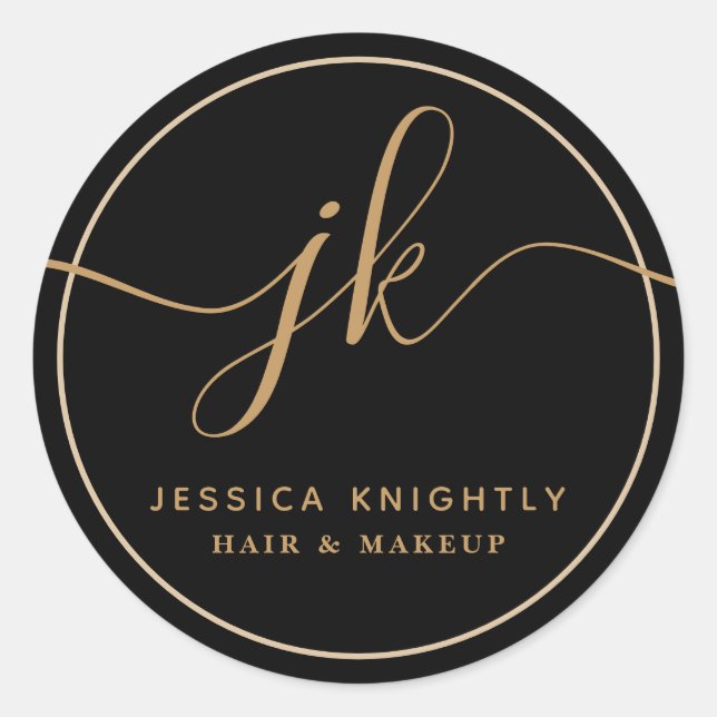 Monogram Custom Logo Business Runder Aufkleber (Vorderseite)