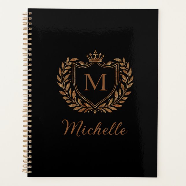 Monogram Custom Luxury Black Gold mit elegantem Sc Planer (Vorderseite)