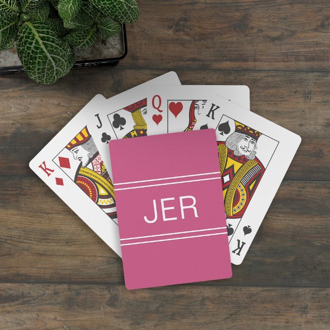 Monogram Custom Personalisiert Modern Initial Pink Spielkarten (Von Creator hochgeladen)