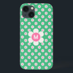 Monogram Custom Retro Daisies Pink und Green Sherp Case-Mate iPhone Hülle<br><div class="desc">Ein fröhliches und helles Retro-Muster,  das in prächtigen Grün- und Rosatönen gehalten ist. Dieses Design kann mit einem Monogramm-Buchstaben personalisiert werden. Ein großartiges Geschenk für Teenager oder für die Jungen im Herzen.</div>