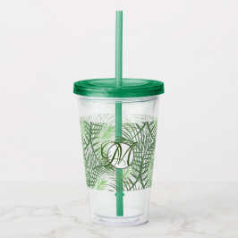 Monogram Custom Tropical Palm Blätter Acryltrinkbecher