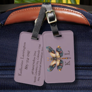 Monogram Customizing Personal Info Dragonfly Gepäckanhänger