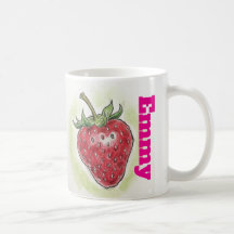 Monogram cute birthday girly Watercolor strawberry