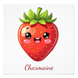 Monogram cute strawberry kawaii fotodruck