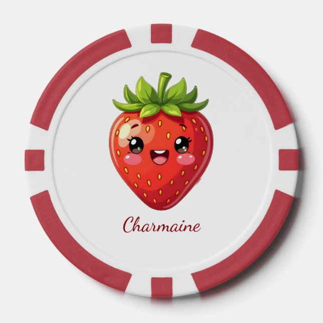 Monogram cute strawberry kawaii pokerchips (Vorderseite)