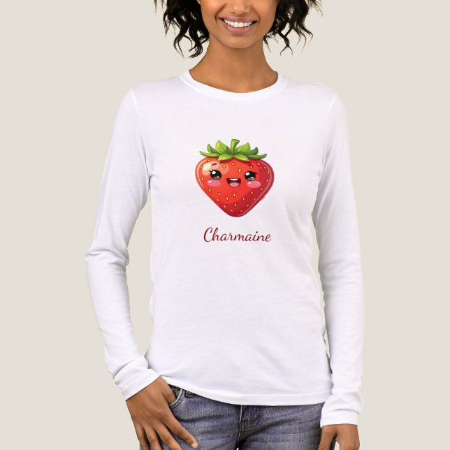 Monogram cute strawberry kawaii Tri-Blend shirt (Vorderseite)