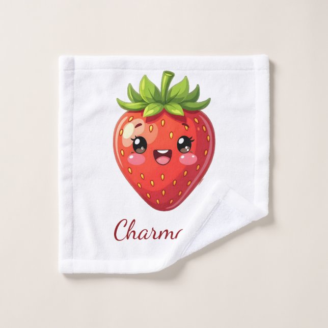 Monogram cute strawberry kawaii waschlappen (Waschlappen)