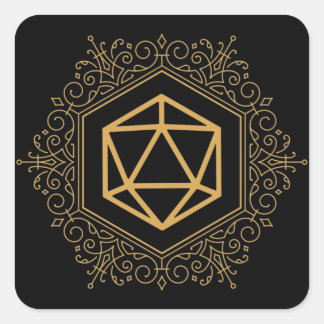 Monogram D20 Dice Gold Tabletop RPG Quadratischer Aufkleber