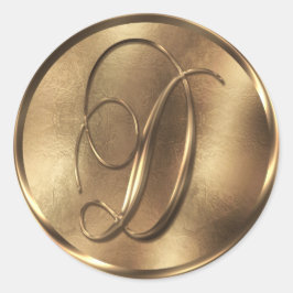 Monogram D Bronze Wedding Invitation Holiday Runder Aufkleber