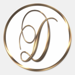 Monogram D Imitate Bronze Runder Aufkleber