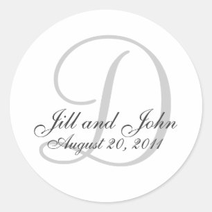 Monogram D Wedding White Bride Groom Siegel Sticke Runder Aufkleber