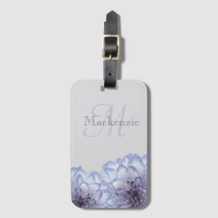 Monogram Dahlia Blume Lilac Gray Individuelle Name Gepäckanhänger