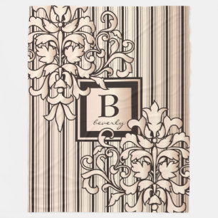 Monogram Damasenstreifen Girly Neutrly Monochrome Fleecedecke