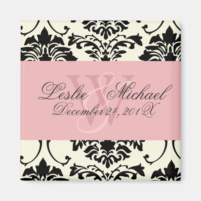 Monogram Damask Wedding, Magnete Magnet (Vorne)