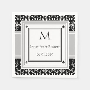 Monogram Damask Wedding Napkin Serviette