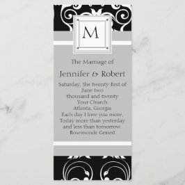 Monogram Damask Wedding Program Programm