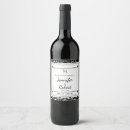 Monogram Damask Wedelwine Flaschenetikett Weinetikett