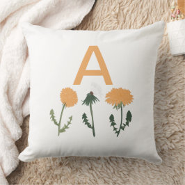 Monogram Dandelo Orange Blumenmuster Kissen