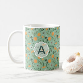 Monogram Dandelte Blume Orange Floral Kaffeetasse