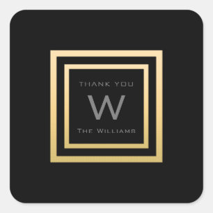 Monogram Dankeschön Gold Frame Minimalismus VIP Ho Quadratischer Aufkleber