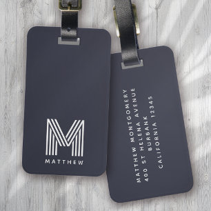 Monogram Dark Blue Stylish Modern Minimalistisch Gepäckanhänger