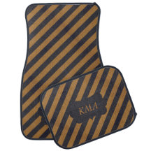 Monogram Dark Blue & Tan Imitats Burlap Stripes