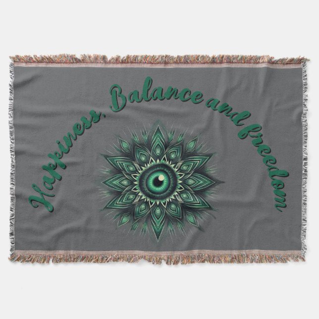 Monogram Dark Green Evil Eye Symbol auf grau | Decke (Vorderseite)