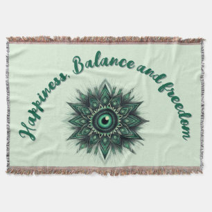Monogram Dark Green Evil Eye Symbol auf grün   Decke