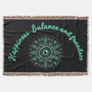 Monogram Dark Green Evil Eye Symbol auf schwarz   Decke