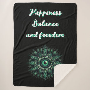 Monogram Dark Green Evil Eye Symbol auf schwarz Sherpadecke