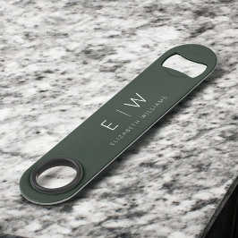 Monogram Dark Green Modernes Minimalistisches Eleg Speed Flaschenöffner