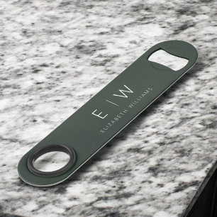Monogram Dark Green Modernes Minimalistisches Eleg Speed Flaschenöffner