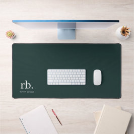 Monogram Dark Green Stylish Modern Minimalist Schreibtischunterlage