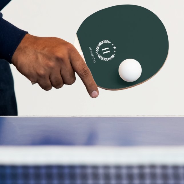 Monogram Dark Green Stylish Modern Minimalist Tischtennis Schläger (InSitu)