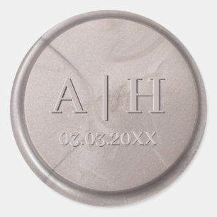 Monogram Date Pearl Grey Wax Siegel Sticker
