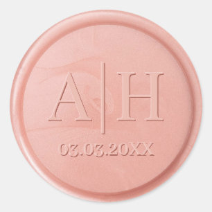 Monogram Date Rose Wax Siegel Aufkleber