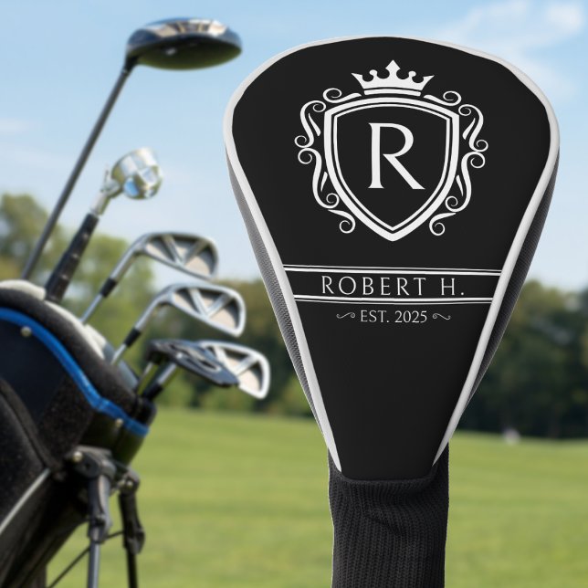 Monogram Decorative Shield Crown Black Golf Headcover (Monogram Decorative Shield Crown Black Golf Head Cover
)