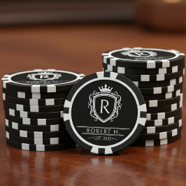 Monogram Decorative Shield Crown Black Pokerchips