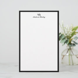 Monogram Decorative Typografie Black Border Briefpapier