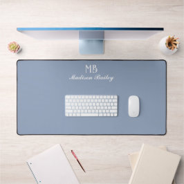 Monogram Decorative Typografie Dusty Blue Schreibtischunterlage