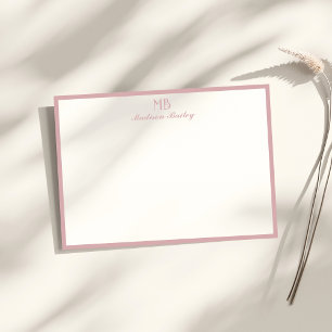 Monogram Decorative Typografie Dusty Pink Mitteilungskarte