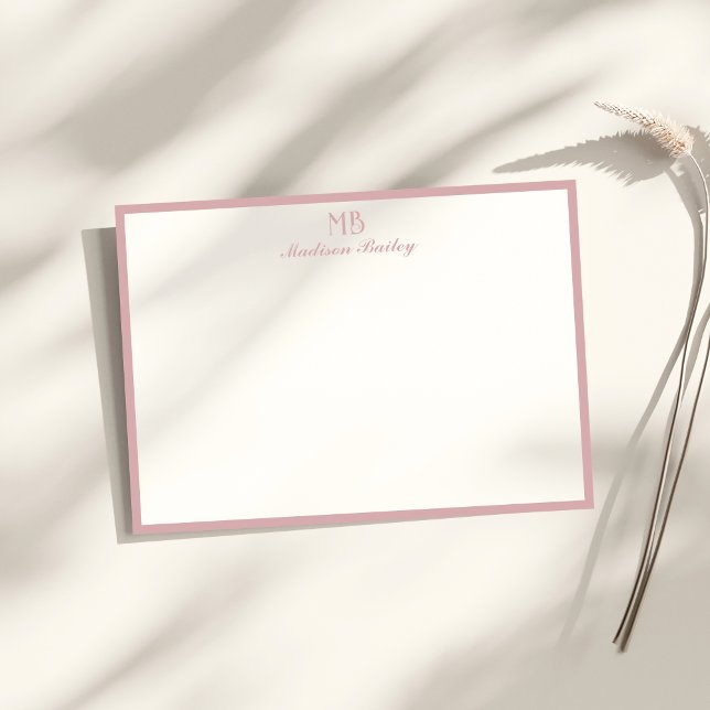 Monogram Decorative Typografie | Dusty Pink Mitteilungskarte (Von Creator hochgeladen)