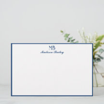 Monogram Decorative Typografie Navy Blue Border