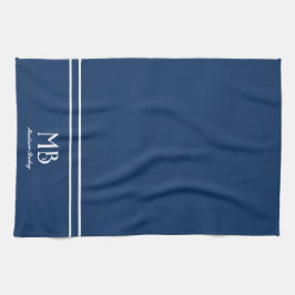 Monogram Decorative Typografie | Navy Blue Geschirrtuch