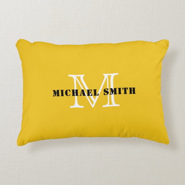 Monogram Deep Lemon Background Dekokissen (Vorderseite)